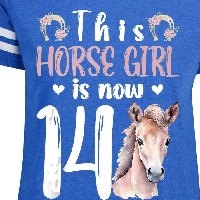 14th Horse Birthday Party 14 Year Old Girl Horses Birthday Enza Ladies Jersey Football T-Shirt