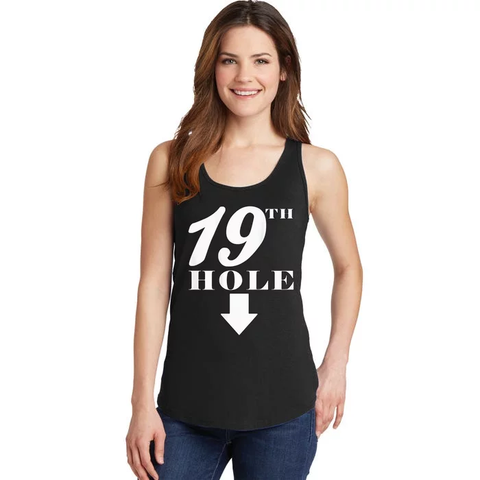 19th Hole With Arrow Funny Golfer Joke Ladies Essential Tank