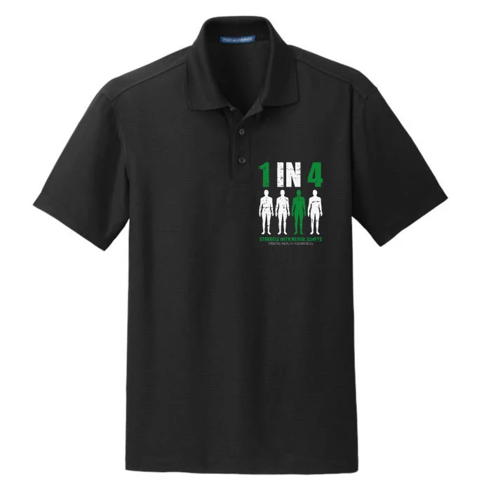 1 In 4 Struggle With Mental Illness Mental Health Awareness Dry Zone Grid Performance Polo