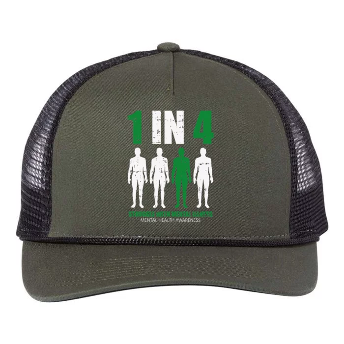 1 In 4 Struggle With Mental Illness Mental Health Awareness Retro Rope Trucker Hat Cap