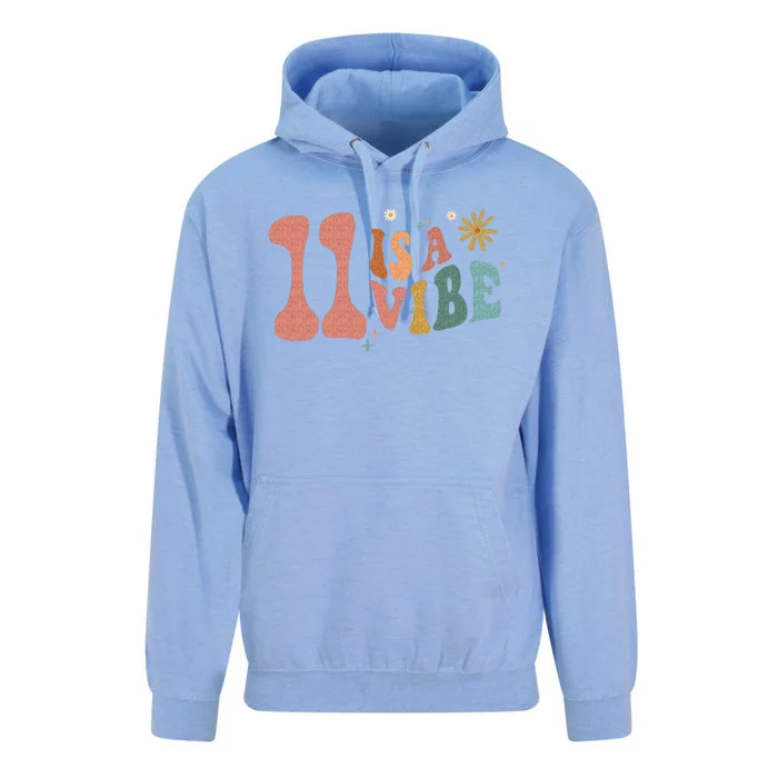 11 Is A Vibe Girls 11th Birthday Eleven Pink Boho Hippie Unisex Surf Hoodie