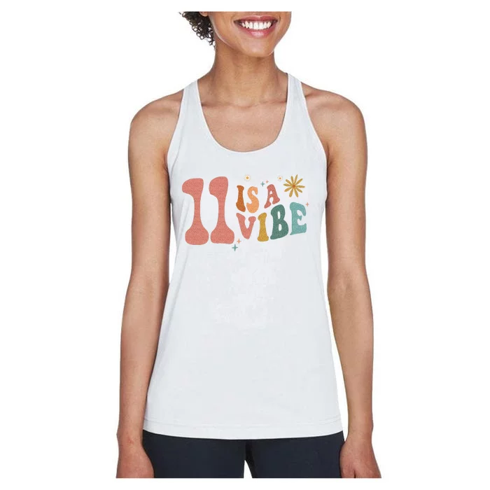 11 Is A Vibe Girls 11th Birthday Eleven Pink Boho Hippie Women's Racerback Tank