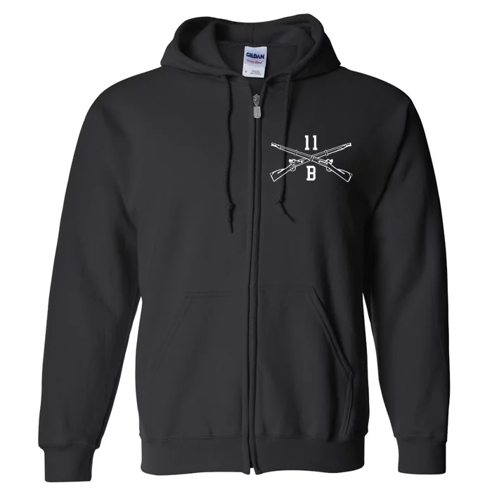 11b Infantryman Crossed Rifles Full Zip Hoodie