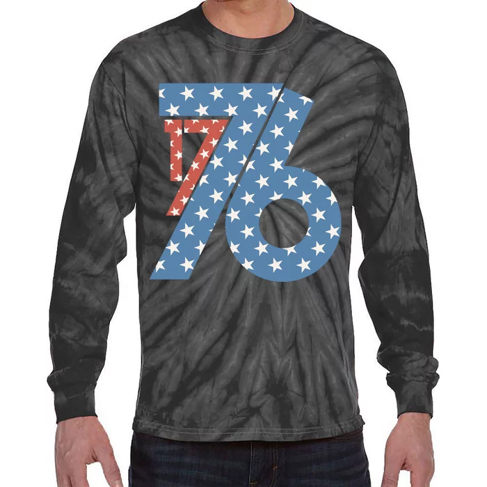 1776 Independence Day Celebration Graphic Tie-Dye Long Sleeve Shirt