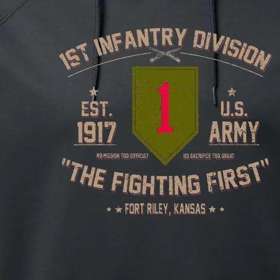 1st Infantry Division Veteran The Fighting First Performance Fleece Hoodie