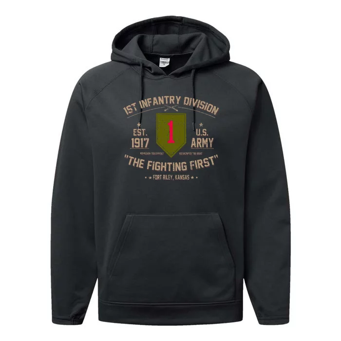 1st Infantry Division Veteran The Fighting First Performance Fleece Hoodie