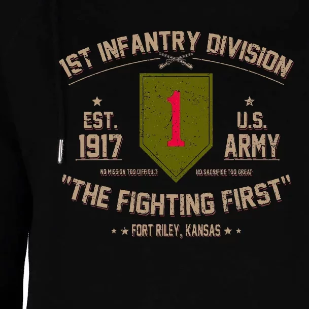 1st Infantry Division Veteran The Fighting First Womens Funnel Neck Pullover Hood