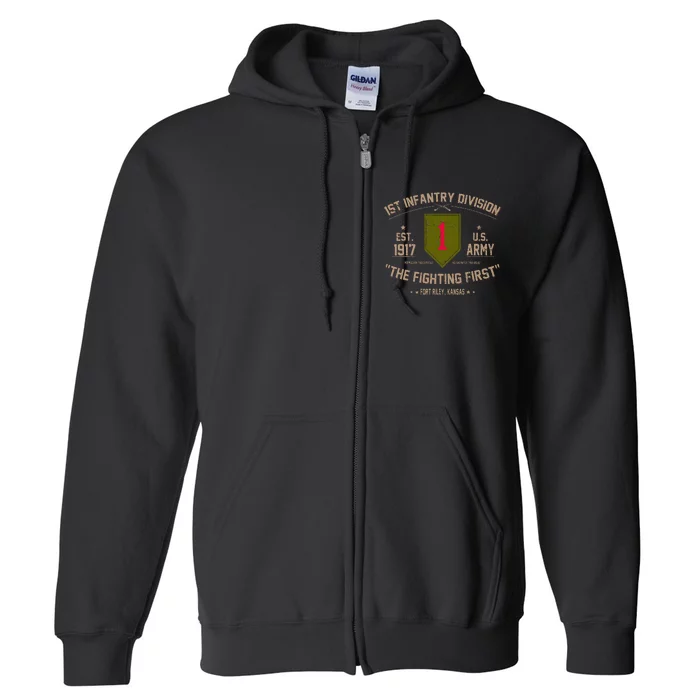 1st Infantry Division Veteran The Fighting First Full Zip Hoodie