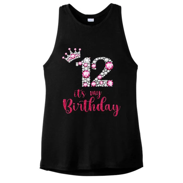 12 Its My Birthday 12th Birthday 12 Years Old Bday Ladies Tri-Blend Wicking Tank