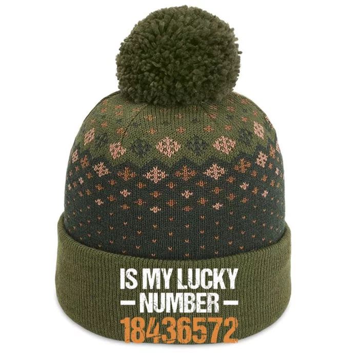 18436572 Is My Lucky Number V8 Engine Gift The Baniff Cuffed Pom Beanie