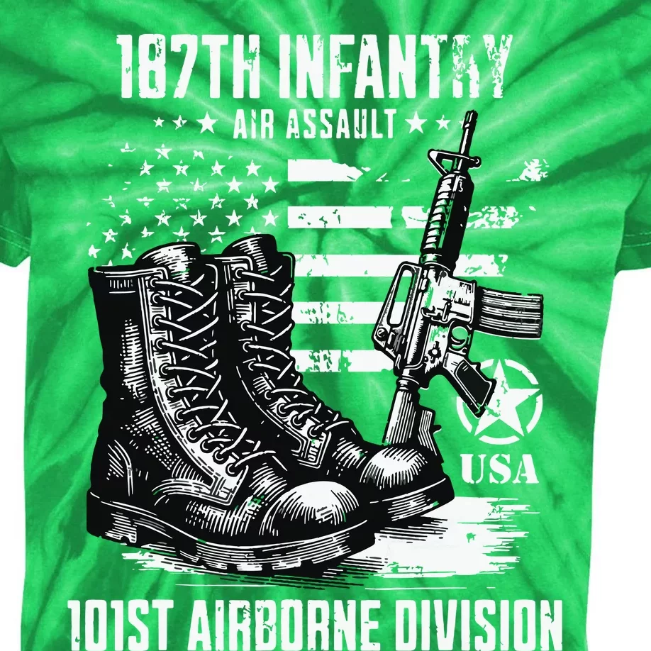 187th Infantry Regiment 101st Airborne Division Veteran Kids Tie-Dye T-Shirt