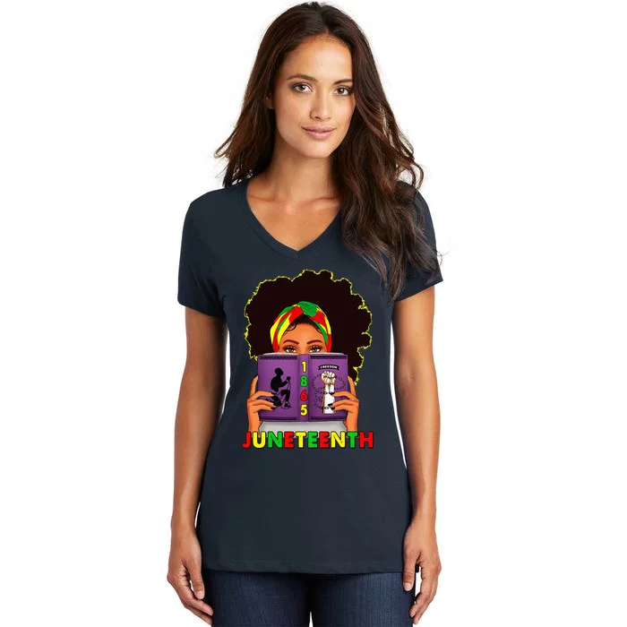 1865 Juneteenth African American Freedom Day Women Women's V-Neck T-Shirt