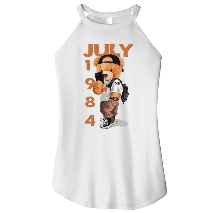 1984 July Born In Women’s Perfect Tri Rocker Tank