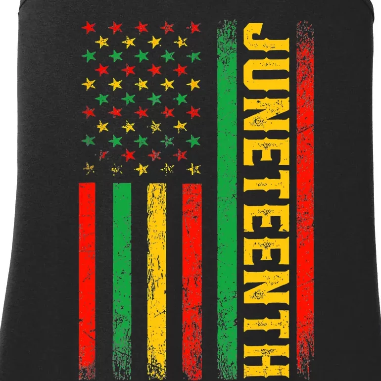 1865 Juneteenth Black History American Flag African Ladies Essential Tank