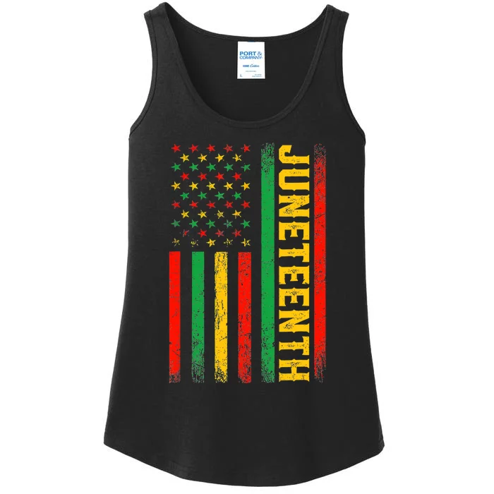 1865 Juneteenth Black History American Flag African Ladies Essential Tank