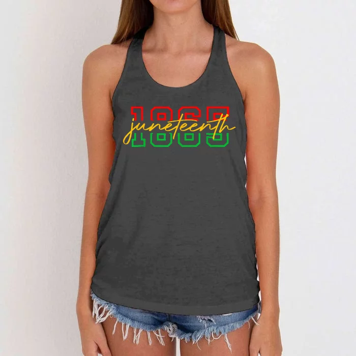 1865 Juneteenth Celebrate African American Freedom Day Women's Knotted Racerback Tank