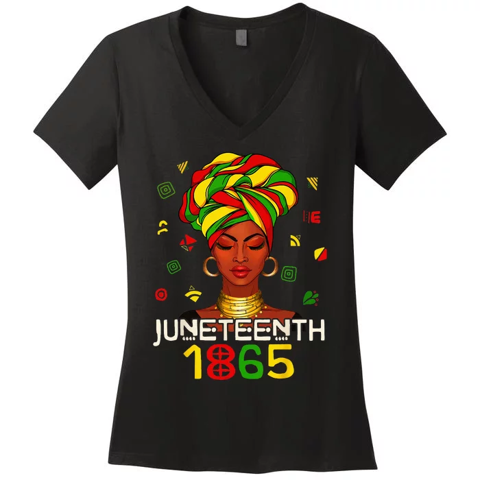 1865 Juneteenth Celebrate African American Freedom Day Women's V-Neck T-Shirt