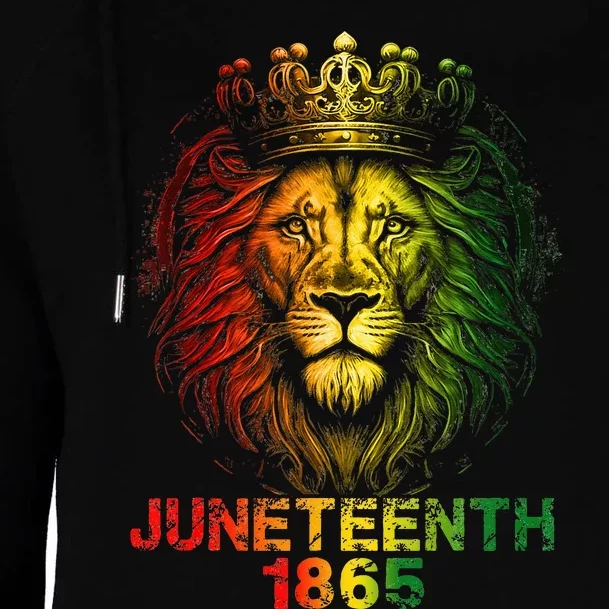 1865 Juneteenth Celebrate Lion African American Freedom Day Womens Funnel Neck Pullover Hood