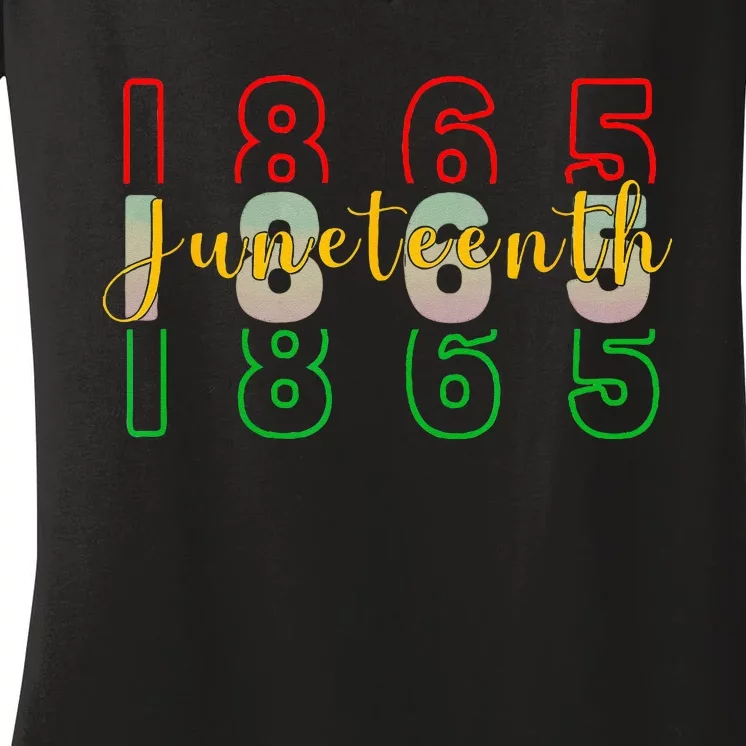 1865 Juneteenth Celebrate African American Freedom Day Women's V-Neck T-Shirt