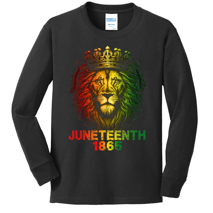 1865 Juneteenth Celebrate Lion African American Freedom Day Kids Long Sleeve Shirt