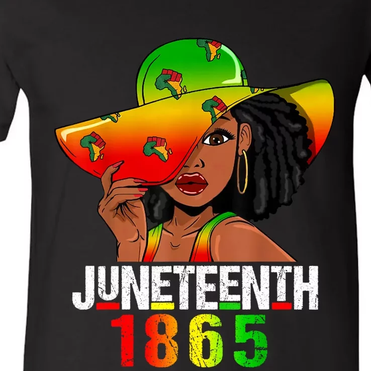 1865 Juneteenth Celebrate African American Freedom Day Women V-Neck T-Shirt