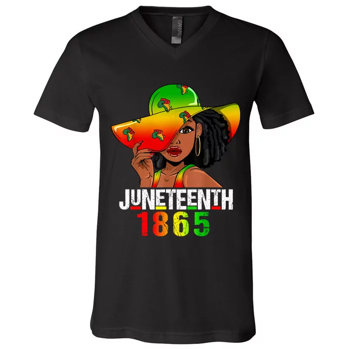 1865 Juneteenth Celebrate African American Freedom Day Women V-Neck T-Shirt