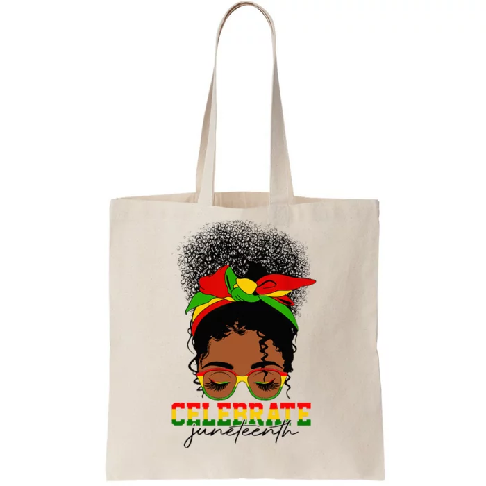 1865 Juneteenth Celebrate Messy Bun Melanin Black Women Tote Bag