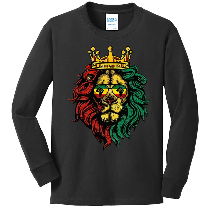 1865 Juneteenth Celebrate Lion African American Freedom Day Kids Long Sleeve Shirt