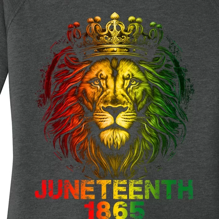 1865 Juneteenth Celebrate Lion African American Freedom Day Women's Perfect Tri Tunic Long Sleeve Shirt