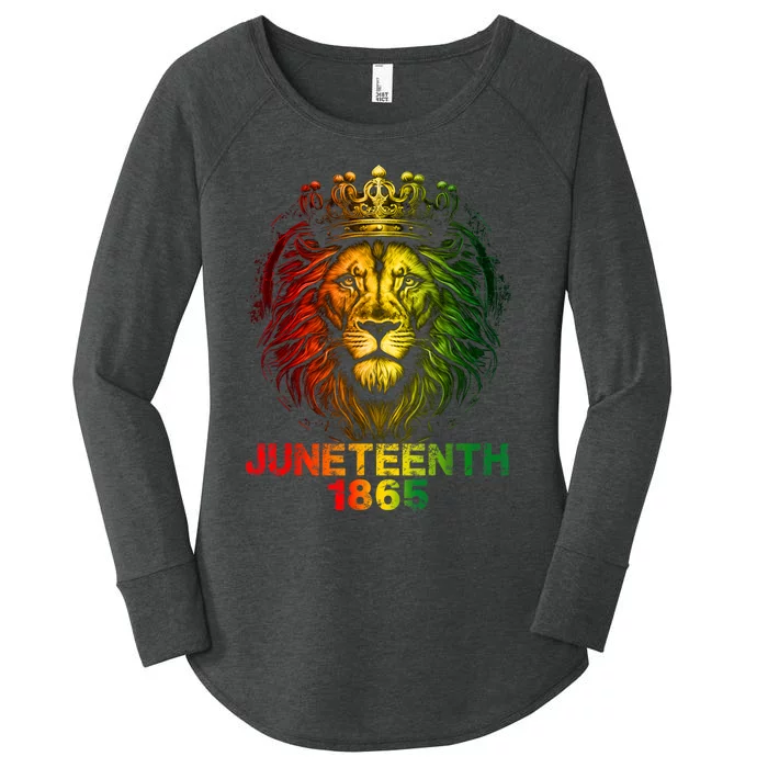 1865 Juneteenth Celebrate Lion African American Freedom Day Women's Perfect Tri Tunic Long Sleeve Shirt