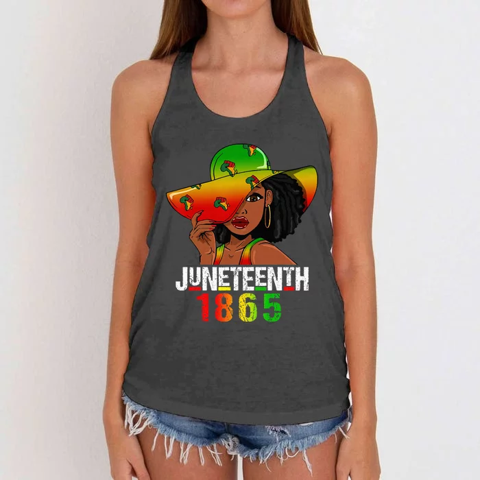 1865 Juneteenth Celebrate African American Freedom Day Women's Knotted Racerback Tank