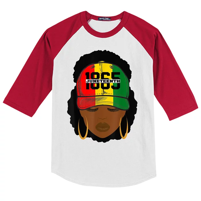 1865 Juneteenth Female Black History Month Kids Colorblock Raglan Jersey