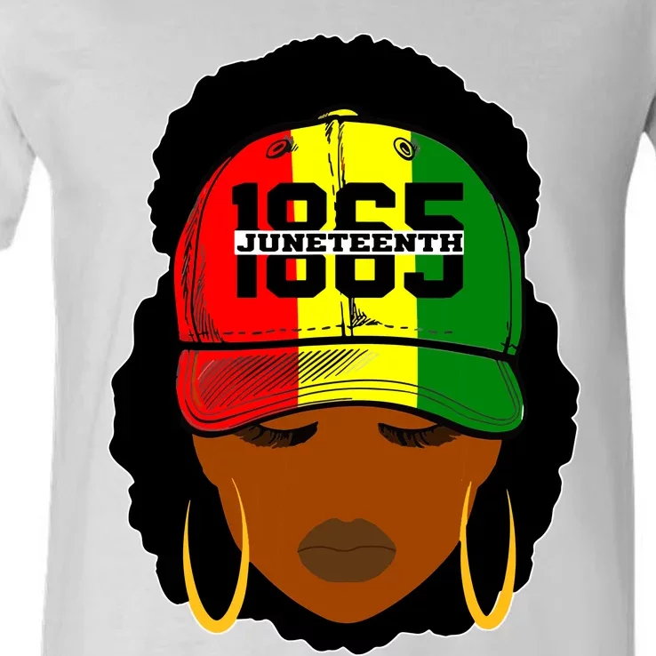 1865 Juneteenth Hat Women Independence Day Freedom Day V-Neck T-Shirt