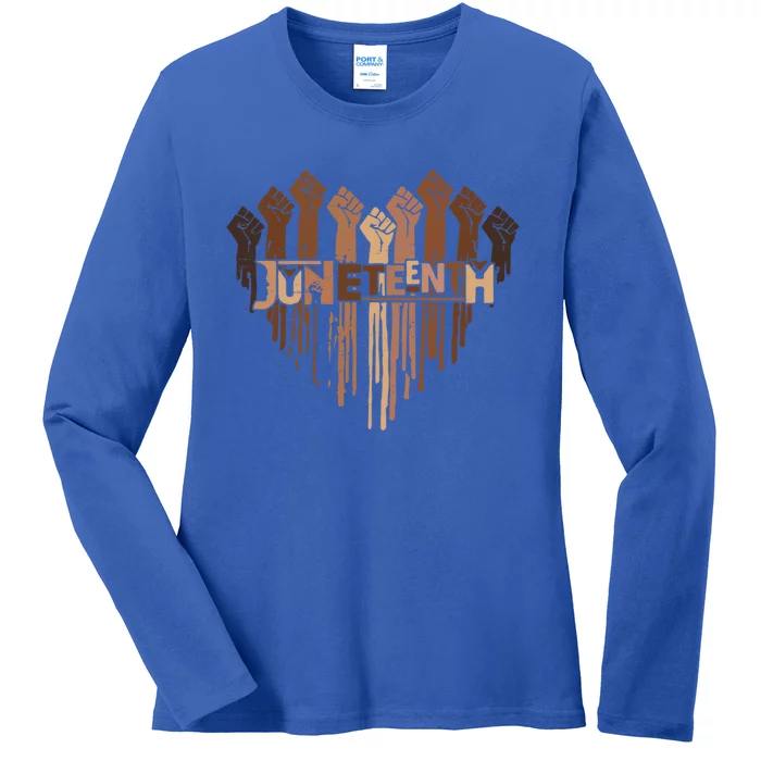 1865 Junenth Heart Melanin Hand African Black Junenth Gift Ladies Long Sleeve Shirt