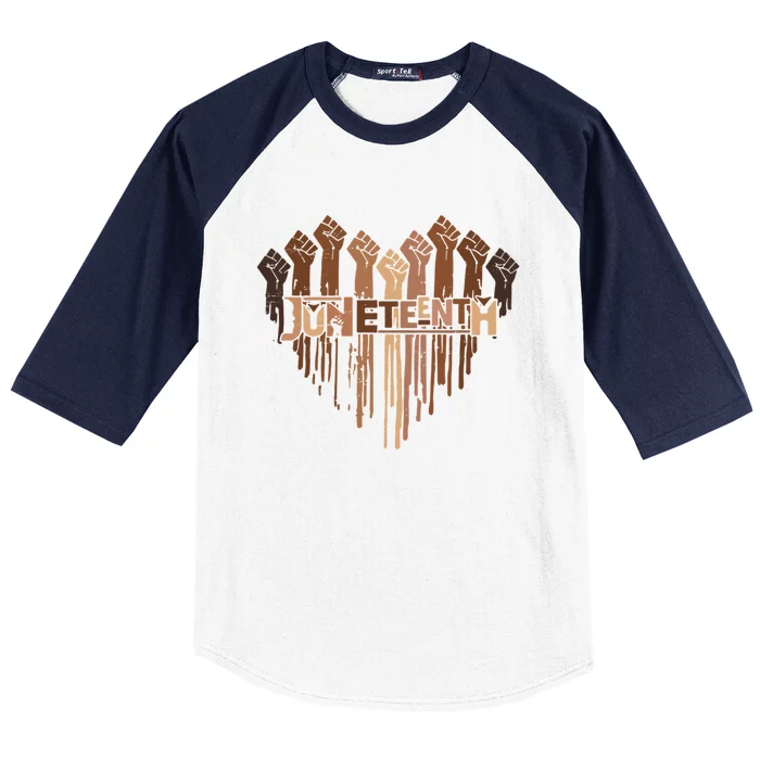 1865 Junenth Heart Melanin Hand African Black Junenth Gift Baseball Sleeve Shirt