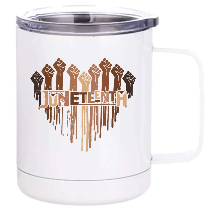 1865 Junenth Heart Melanin Hand African Black Junenth Gift Front & Back 12oz Stainless Steel Tumbler Cup