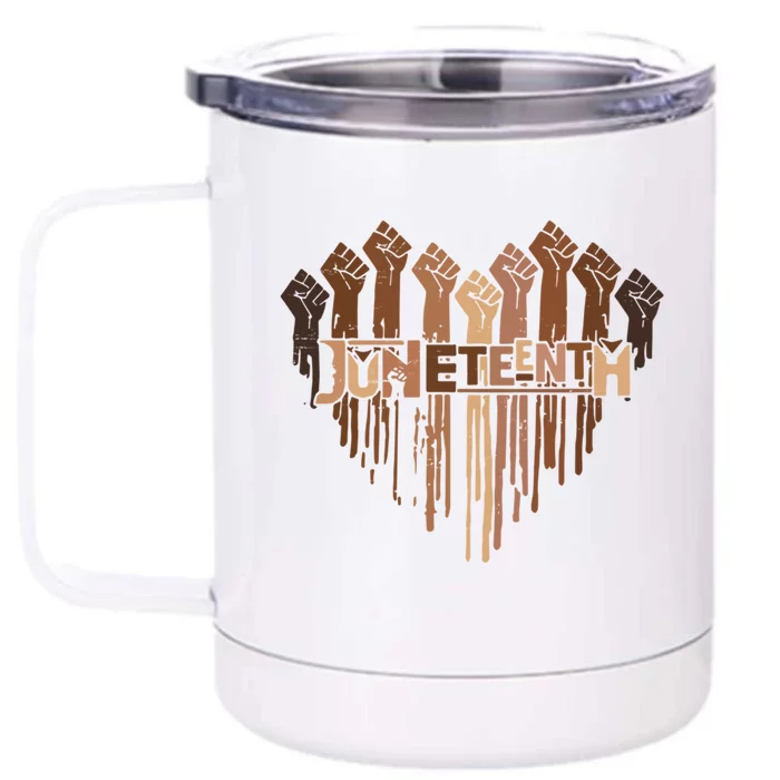 1865 Junenth Heart Melanin Hand African Black Junenth Gift Front & Back 12oz Stainless Steel Tumbler Cup