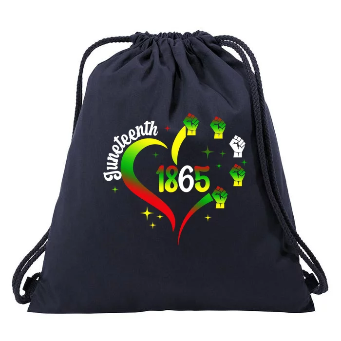 1865 Junenth Heart Hand African American Black Junenth Gift Drawstring Bag