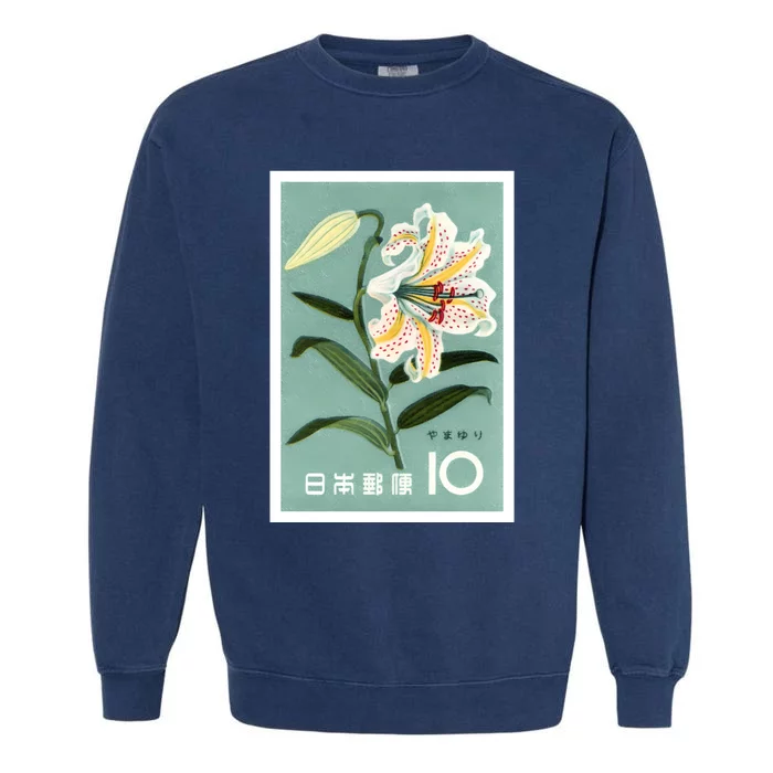 1961 Japan Lily Postage Stamp Garment-Dyed Sweatshirt