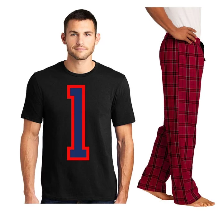 1 Jersey Number Red Blue Sports Birthday Lucky Number Pajama Set