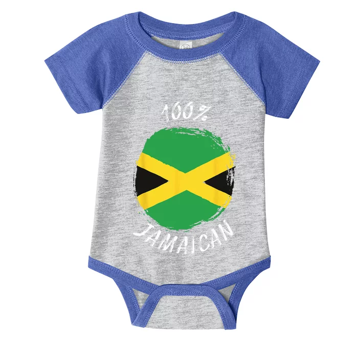 100 Jamaican Proud Jamaican Flag Jamaica Infant Baby Jersey Bodysuit