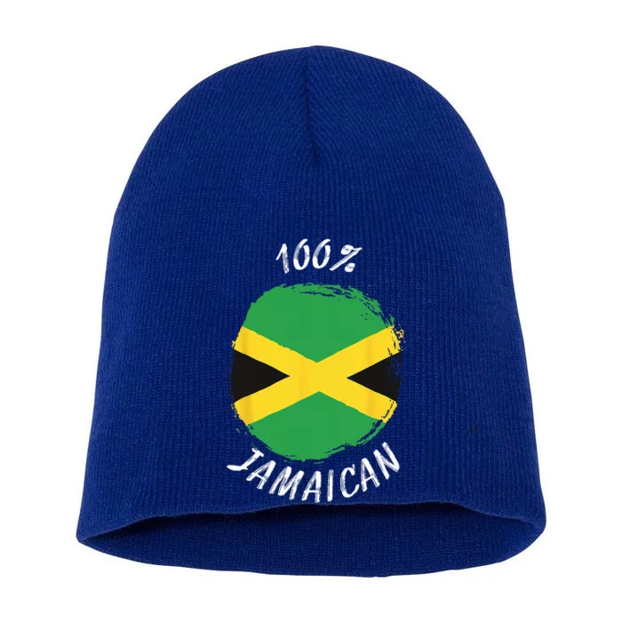 100 Jamaican Proud Jamaican Flag Jamaica Short Acrylic Beanie