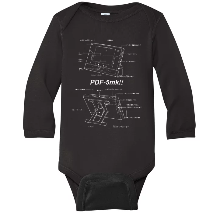 1995 Japanese Paperless Office Device Baby Long Sleeve Bodysuit