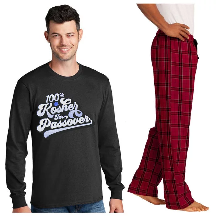 100% Kosher For Passover Cool Jewish Pesach Funny Gift Long Sleeve Pajama Set