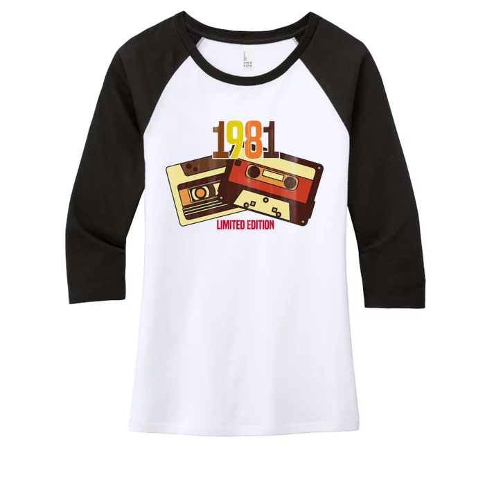 1981 Limited Edition Birthday Gift Women's Tri-Blend 3/4-Sleeve Raglan Shirt