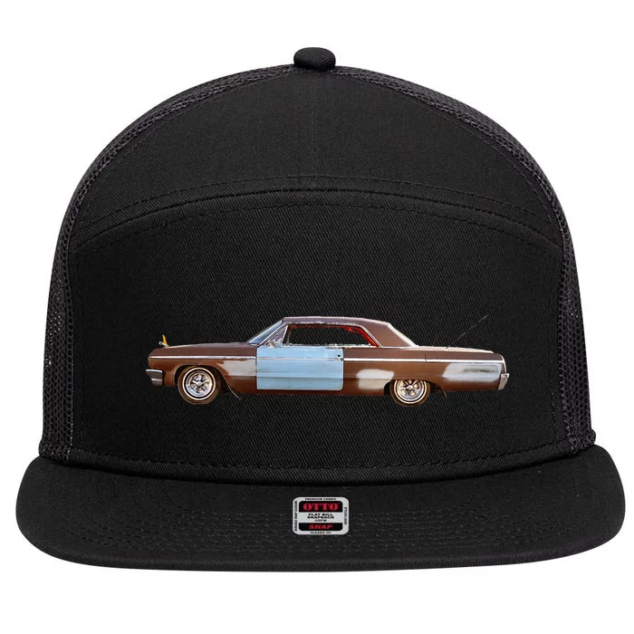 1964 Love Machine Low Rider Kustom Hot Rod Muscle Car 7 Panel Mesh Trucker Snapback Hat