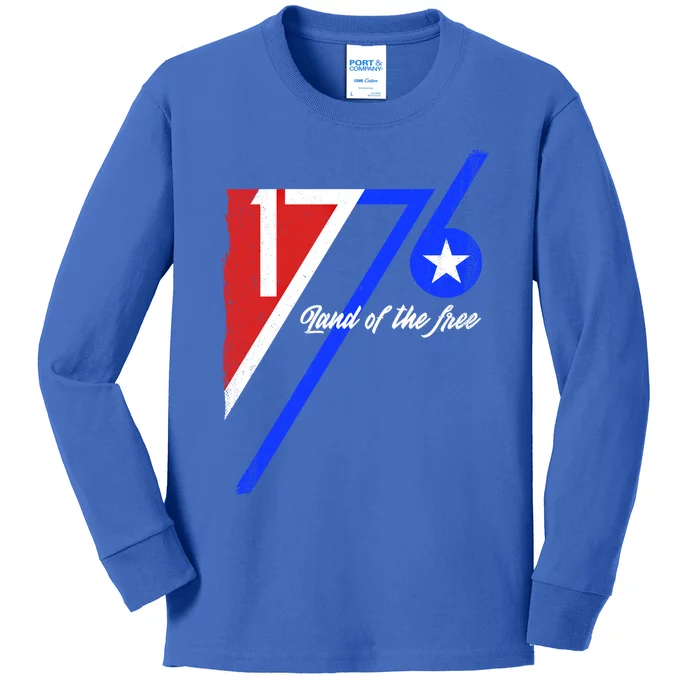 1776 Land Of The Free Independence Day 4th Of July Retro Gift Kids Long Sleeve Shirt