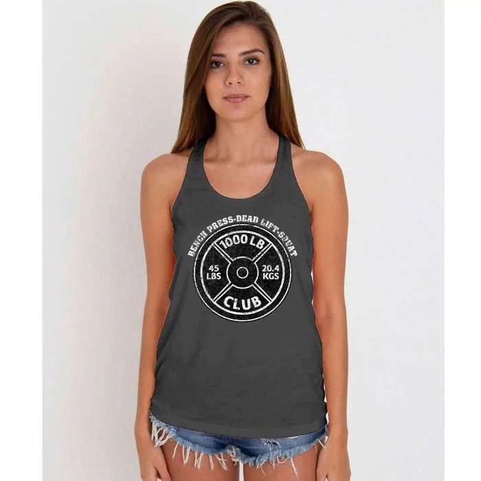 1000 Lbs Pound Club Gym Weightlifting Dead Lift Bench Press Women's Knotted Racerback Tank