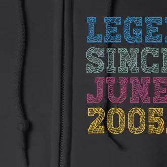 18YearOld Legend Since June 2005 18th Birthday Full Zip Hoodie