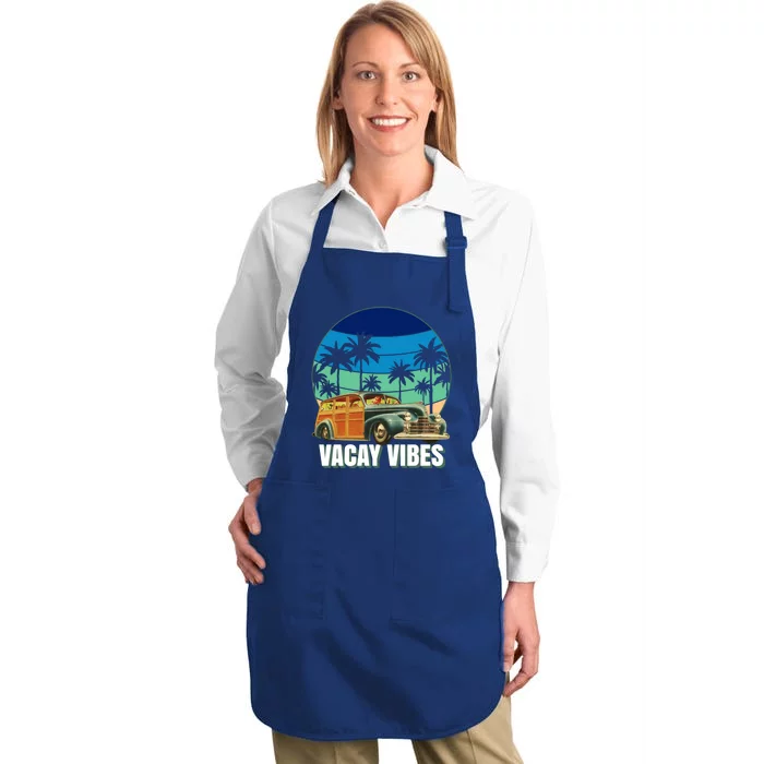 1940's Lowrider Station Wagon Vacay Vibes Family Vacation Gift Full-Length Apron With Pocket